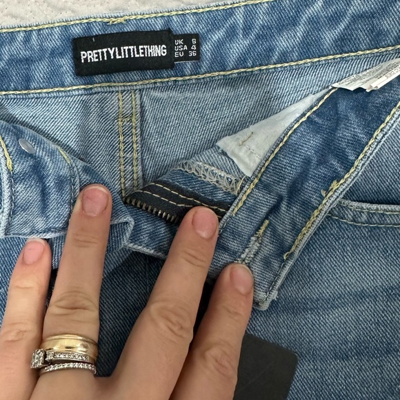 PLT Tall Light Blue Wash Ripped Denim Mom Shorts - Picture 8 of 8